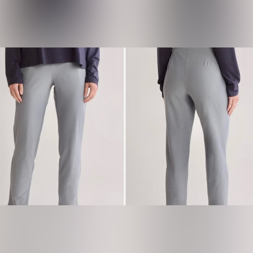EILEEN FISHER washable crepe stretch Straight Leg Pants Elastic 32”x 26” M Gray